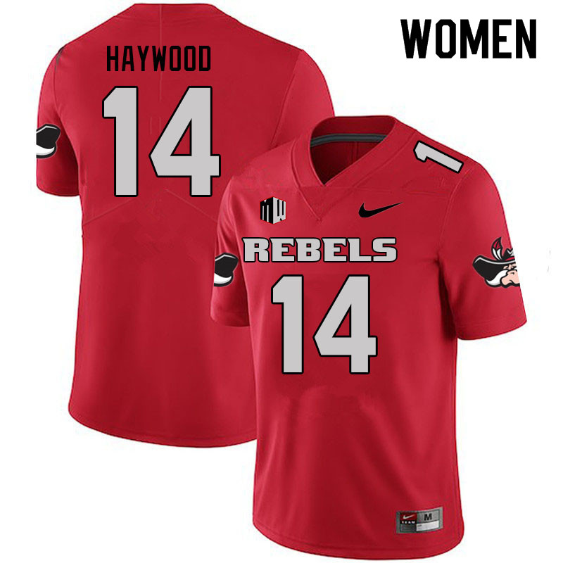 Women #14 Jared Haywood UNLV Rebels College Football Jerseys Sale-Scarlet